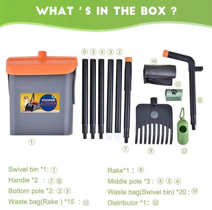 Foldable Dog Poop Scooper & Rake Set – Portable Pet Waste Cleaner